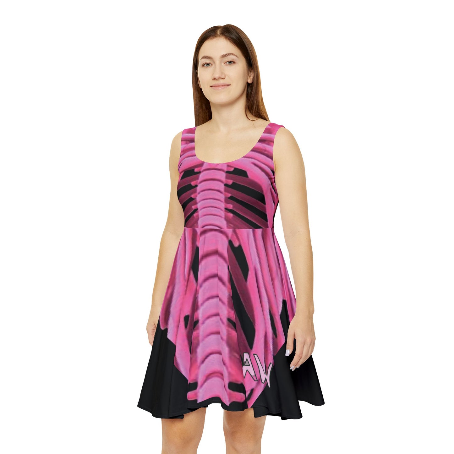 KAW Pink Skeleton Skater Dress