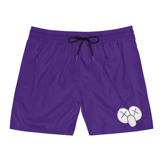 K.A.W. Men's Mid-Length Swim Shorts Purple/White